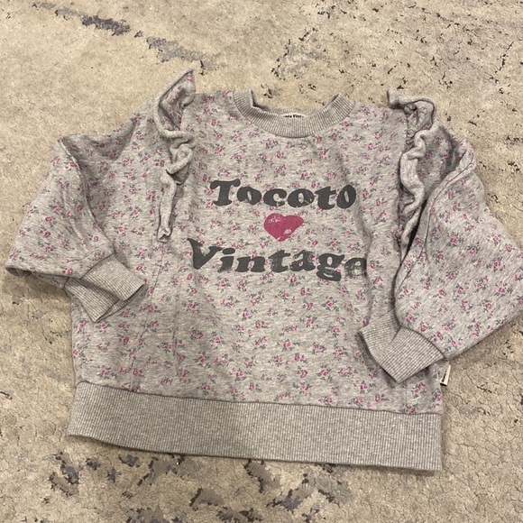 TOCOTO VINTAGE Gray Floral Kids Sweatshirt - Picture 2 of 3